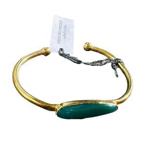 TEN Thousand Villages Green Onyx Bracelet Gold Plated Crafted in India